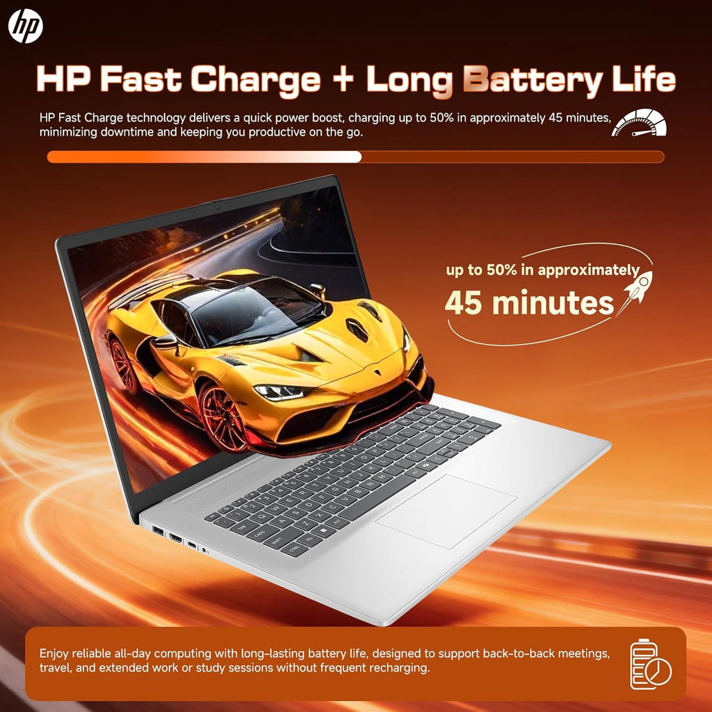 Ordinateur compact portable HP 2026 17 pouces tactile, Windows 11 Pro, Copilot AI, AMD Ryzen 5 7430U, écran tactile HD+ antireflet de 17,3 pouces, 32 Go de RAM, SSD de 2 To, charge rapide, webcam HD, Wi-Fi 6, Bluetooth 5.4, accessoires
