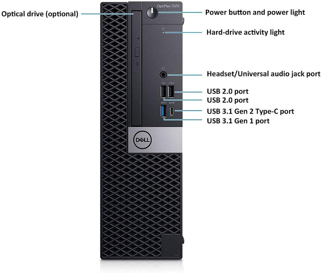 Ordinateur de bureau Dell OptiPlex 7070 SFF, processeur Intel Core i7-9700 à 8 cœurs (3,0 GHz allant jusqu'à 4,70 GHz), 32 Go de RAM DDR4, SSD NVMe M.2 de 1 To (neuf), Wi-Fi 6E intégré AX210, Windows 11 Pro, clavier et souris à connectivité sans fil…