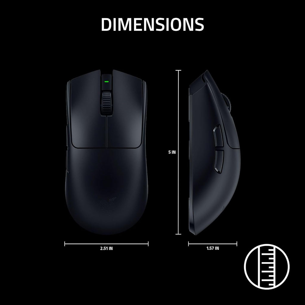 Souris gaming à connectivité sans fil Razer Viper V3 Pro : symétrique, légère (54 g), fréquence de rafraîchissement de 8 000 Hz, capteur optique 35 000 DPI, commutateurs optiques Gen3, 8 boutons programmables, autonomie de 95 h, noire.