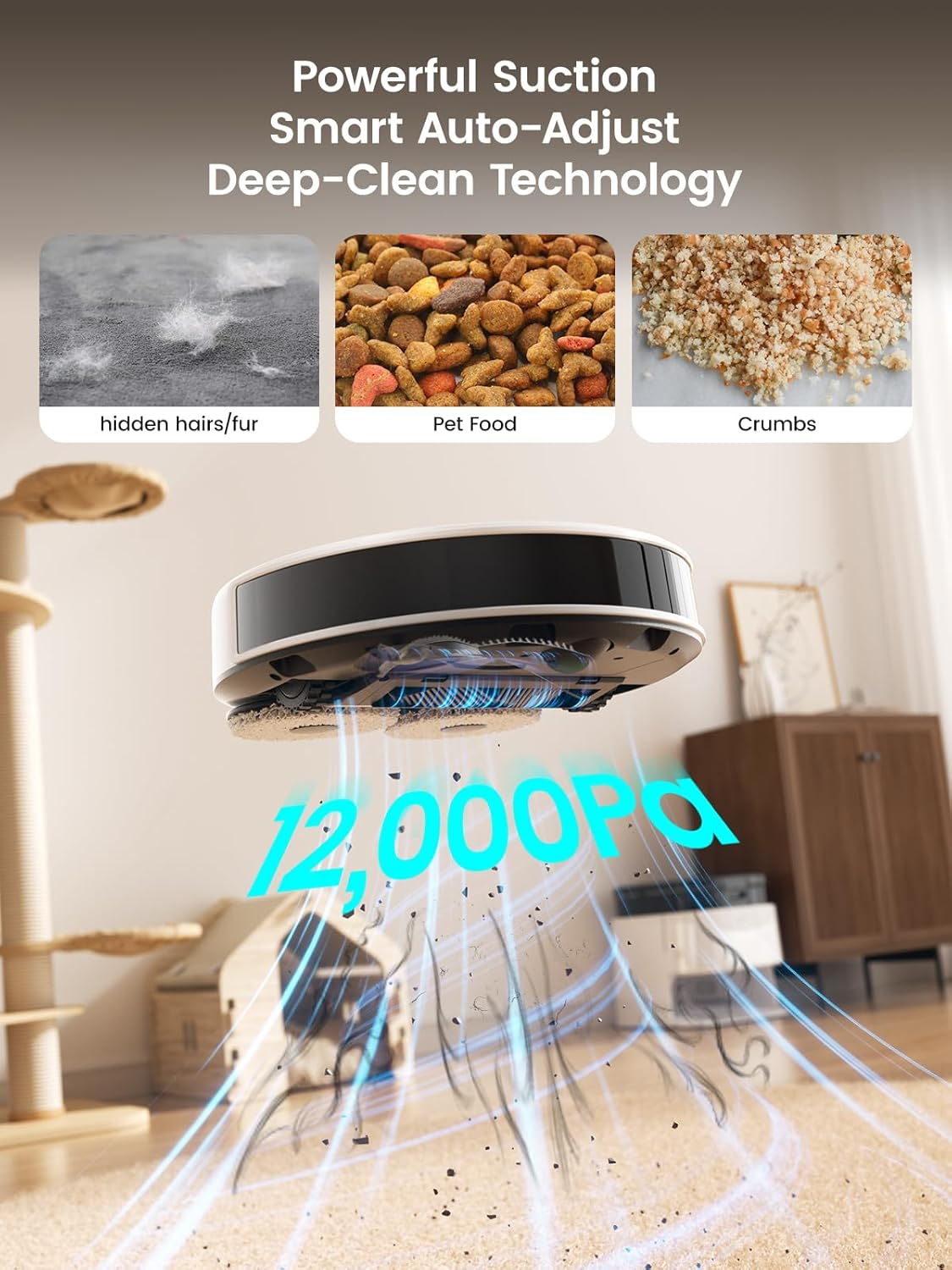 Aspirateur et laveur robot Lefant LiDAR, aspiration de 12 000 Pa, vidage automatique après 90 jours, évitement des obstacles, lavage et séchage automatiques, tout-en-un pour poils d'animaux et tapis, Wi-Fi 5G, compatible Alexa/application/iWatch, M3