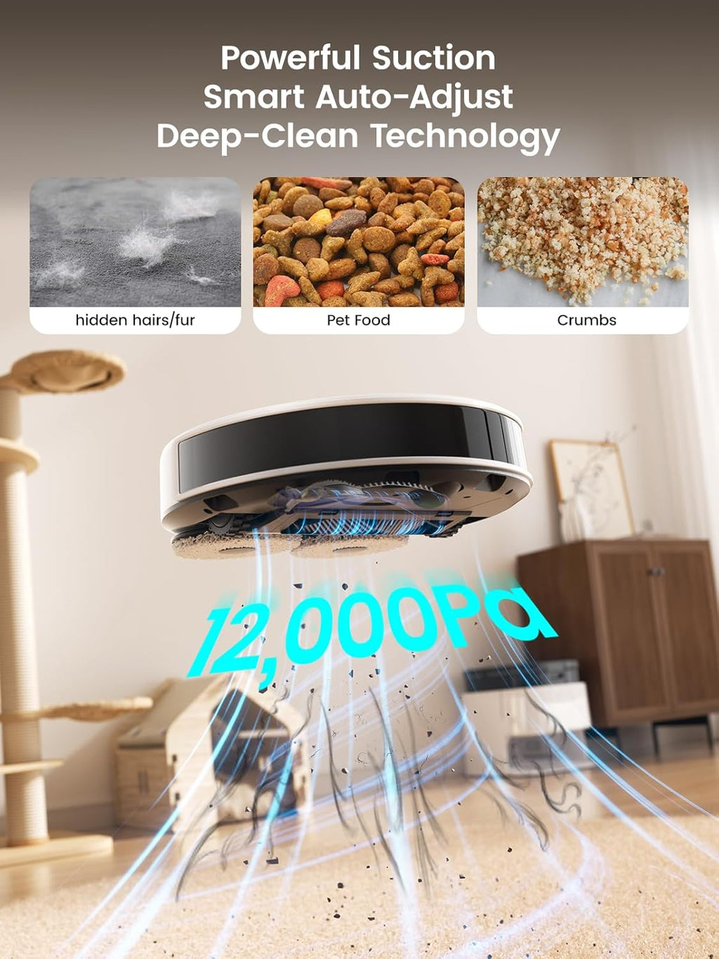 Aspirateur et laveur robot Lefant LiDAR, aspiration de 12 000 Pa, vidage automatique après 90 jours, évitement des obstacles, lavage et séchage automatiques, tout-en-un pour poils d'animaux et tapis, Wi-Fi 5G, compatible Alexa/application/iWatch, M3