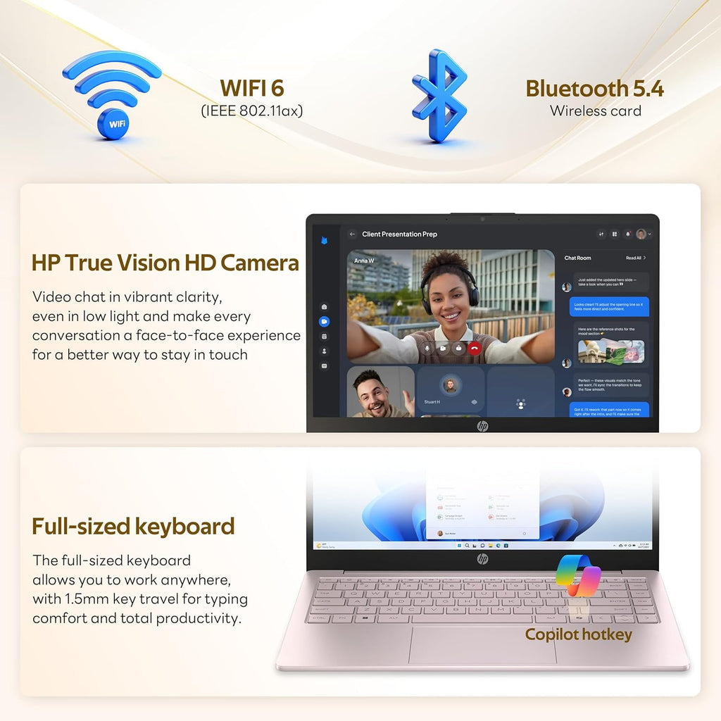 Ordinateur compact portable HP Stream 14 avec AI Copilot, modèle phare pour étudiants et professionnels, processeur Intel quadricœur de 13e génération, 4 Go de RAM, 1,12 To de stockage (128 Go UFS + station d'accueil de 1 To), Office 365, Windows 11