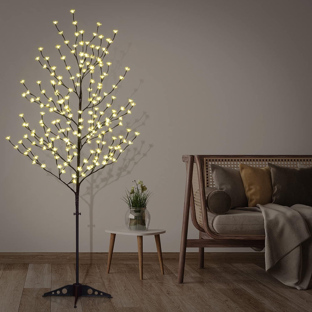 Arbre à cerisier lumineux Lightshare (6 pièces de 1,8 m, blanc chaud) – Modèle pratique
