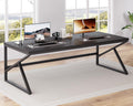 Bureau d'ordinateur HSH extra long noir, 198 cm (78 pouces), grand bureau pour deux personnes à domicile, style industriel, en métal et bois, idéal pour le travail de direction, l'écriture et les études. Table moderne noire pour PC compact portable