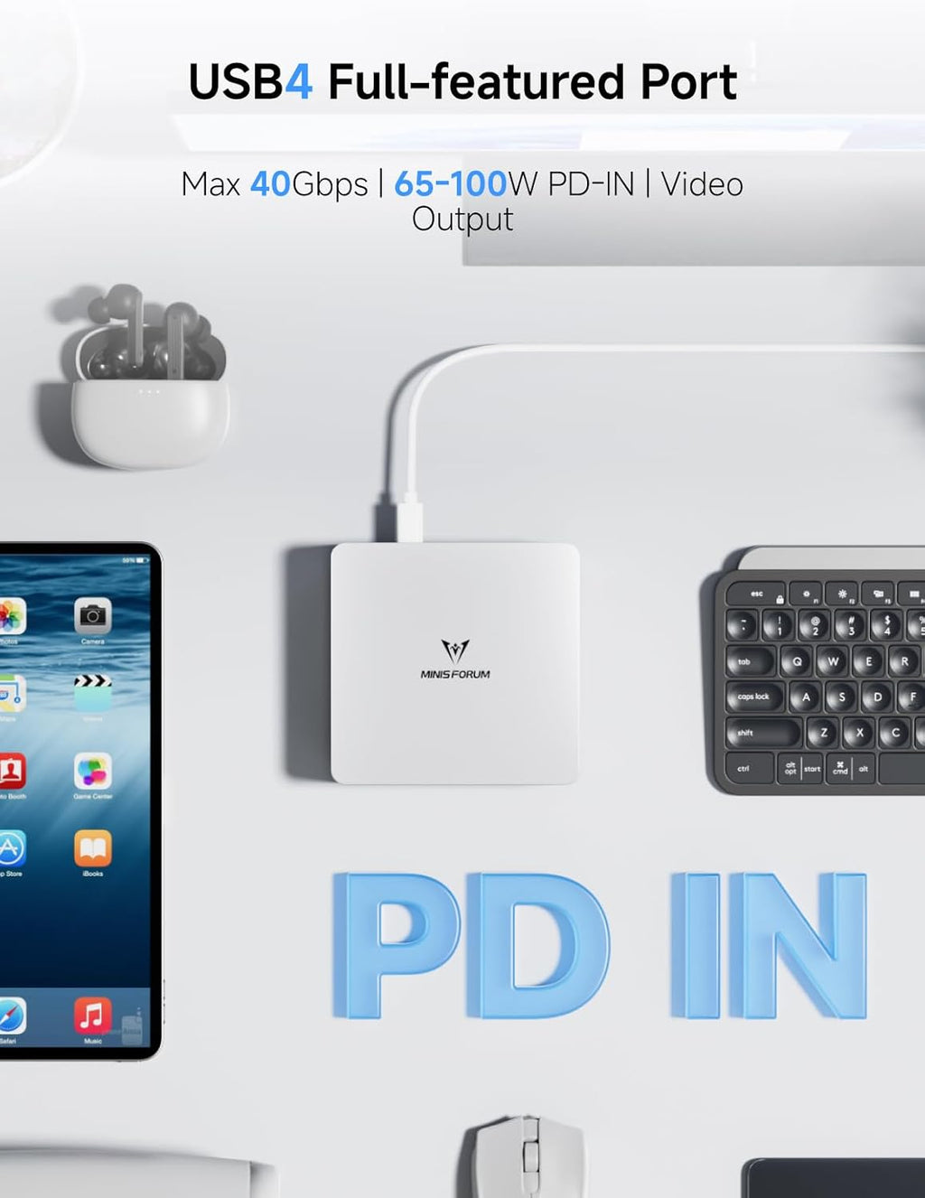 MINISFORUM UM880 Plus Mini PC Barebone AMD Ryzen 7 8845HS (8 cœurs/16 threads allant jusqu'à 5,1 GHz) Mini-ordinateurs sans RAM/SSD/OS Sortie vidéo HDMI/DP/USB4 OCuLink 2,5G LAN 5 ports USB Carte graphique Radeon 780M