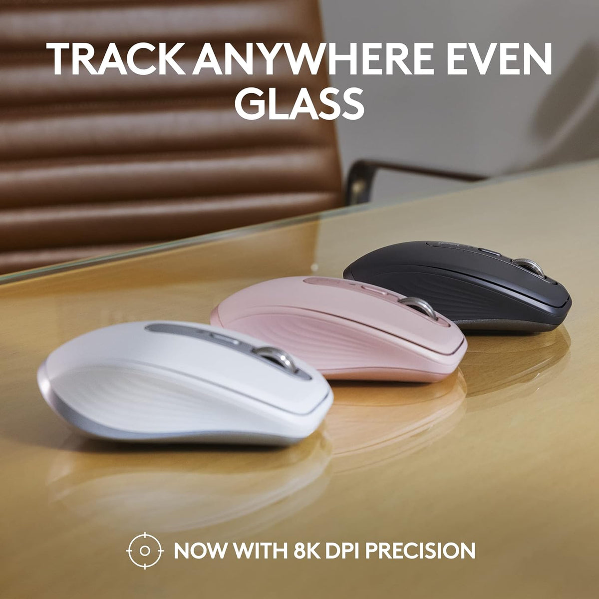 Souris à connectivité sans fil au format au format compact Logitech MX Anywhere 3S, défilement réactif, suivi multi-surfaces 8 000 DPI, clics silencieux, boutons programmables, USB-C, Bluetooth, compatible Windows, Linux, Chrome OS et Mac - Graphite
