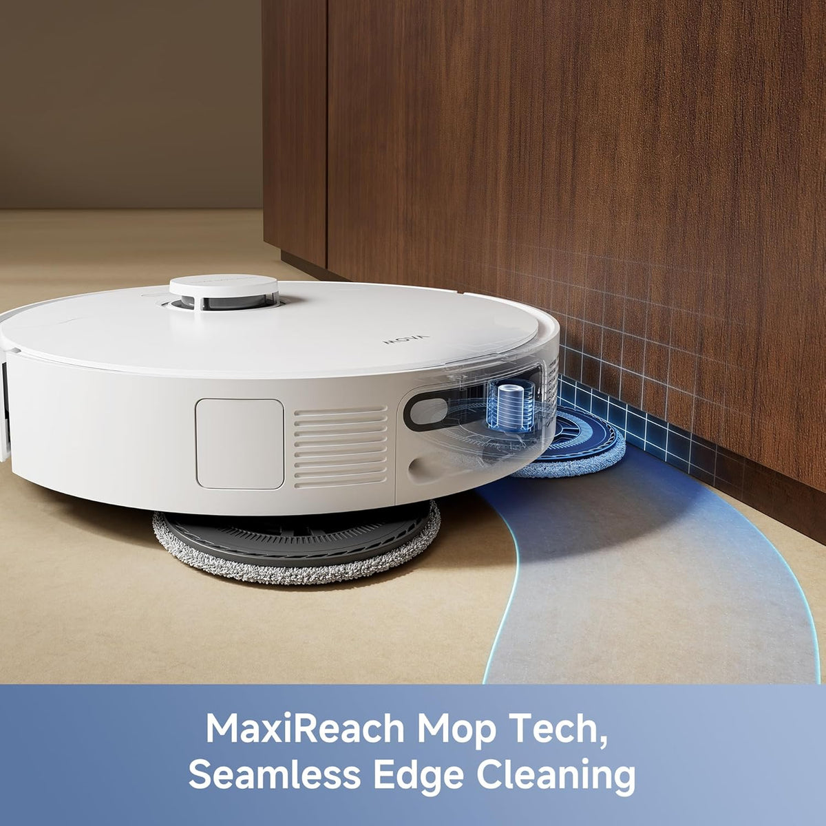 Aspirateur et laveur robot Mova E40 Ultra, aspiration de 19 000 Pa, serpillère extensible et relevable, station tout-en-un, vidage automatique, lavage automatique et séchage à air chaud, détection d'obstacles à 360°, application et commande vocale