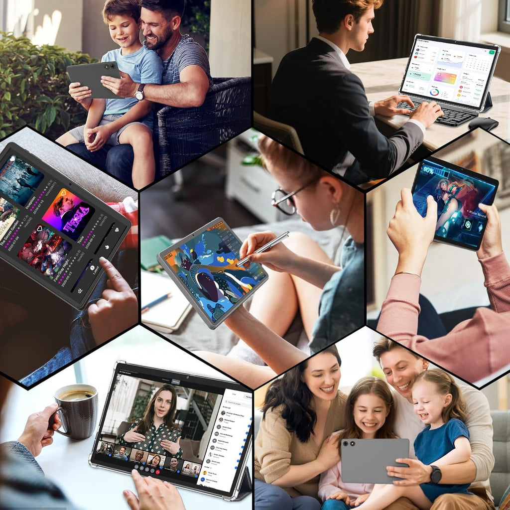 Tablette tactile Suicoey 2026 avec clavier, 26 Go + 256 Go (extensible à 2 To), tablette Android 15 de 10 pouces avec processeur Octa Core, intelligence artificielle Gemini, Wi-Fi 5G, batterie de 8 000 mAh, Bluetooth 5.0, tablette IA 2 en 1 avec étui