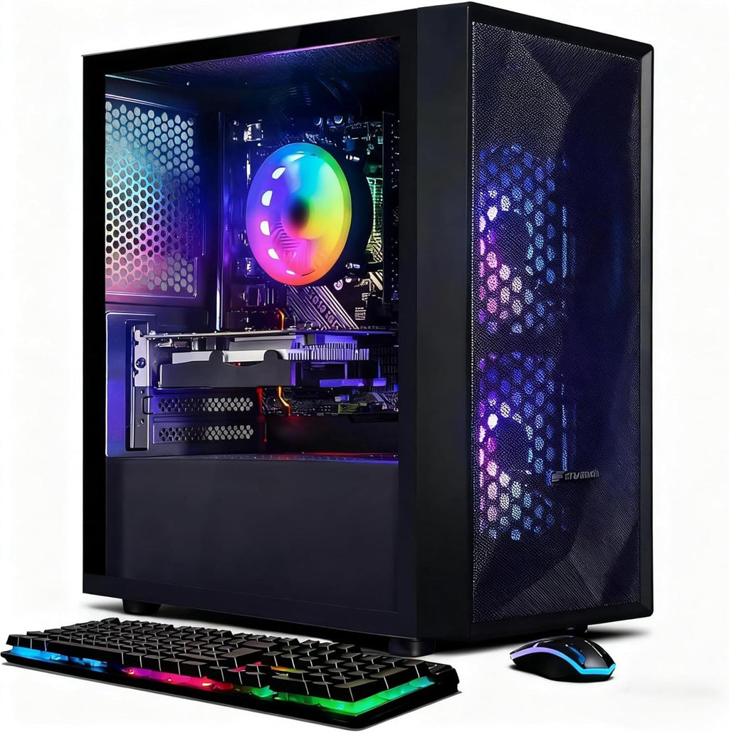 Ordinateur de bureau gaming STGAubron, processeur Intel Core i5 allant jusqu'à 3,7 GHz, carte graphique GeForce RTX 2060 6 Go, 16 Go de RAM, SSD de 512 Go, Wi-Fi 6, Bluetooth 5.0, 2 ventilateurs RGB, Windows 11 Famille