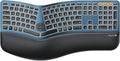 Clavier ergonomique Bluetooth rétroéclairé ProtoArc EK01 Plus, clavier à connectivité sans fil complet divisé doté de double connectivité Bluetooth et USB, repose-poignets rembourré, rechargeable, compatible Windows/Mac/Android, bleu