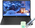 Ordinateur compact portable HP 15,6" FHD tactile, 16 Go de RAM, SSD de 256 Go, processeur AMD Ryzen 7 à 8 cœurs, Windows 11, Copilot, compatible IA, Wi-Fi 6, écouteurs PLUSERA et hub 8-en-1 inclus, noir.