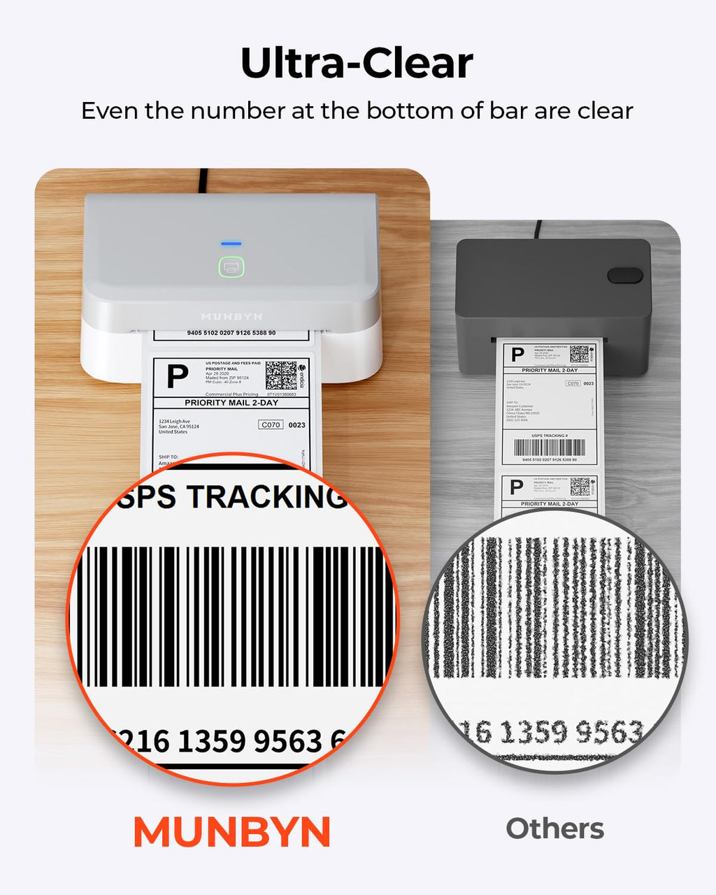 Imprimante d'étiquettes thermique Bluetooth MUNBYN RW403B - 4x6 à connectivité sans fil