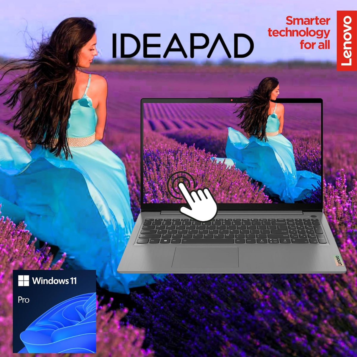 Ordinateur compact portable Lenovo Essential à écran tactile | Ideapad 3i | 24 Go de RAM | Écran tactile FHD 15,6 pouces | Stockage SSD 256 Go | Processeur Intel Core i3 | Windows 11 Pro | Ordinateur compact portable idéal pour les professionnels et