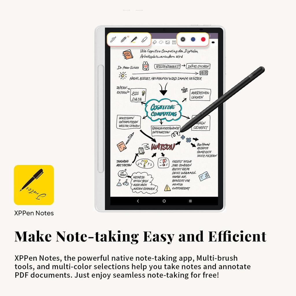 XPPen 3 en 1 Carnet numérique couleur 10,95'' Tablette tactile de prise de notes papier avec 16384 niveaux de pression Sans pile X3 Pro Pencil 2 Étui magnétique 6+128 Go Bloc-notes magique pour écrire/lire/réunion/étudier