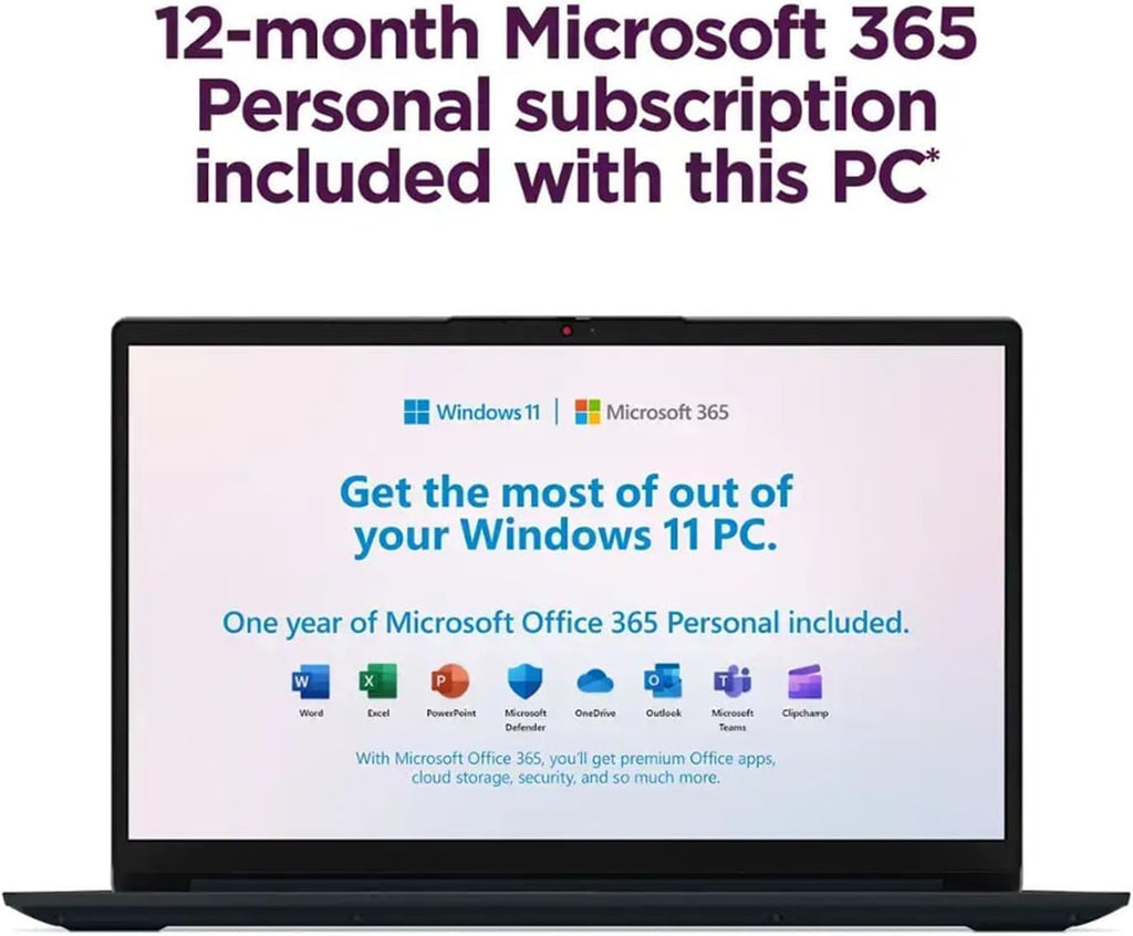 Ordinateur compact portable Lenovo IdeaPad 15,6 pouces avec Microsoft 365 Famille et Entreprise • 8 Go de RAM • SSD PCIe de 256 Go • Processeur Intel Core • Wi-Fi 6 • 1 To de stockage cloud • Autonomie de 11 heures • Windows 11