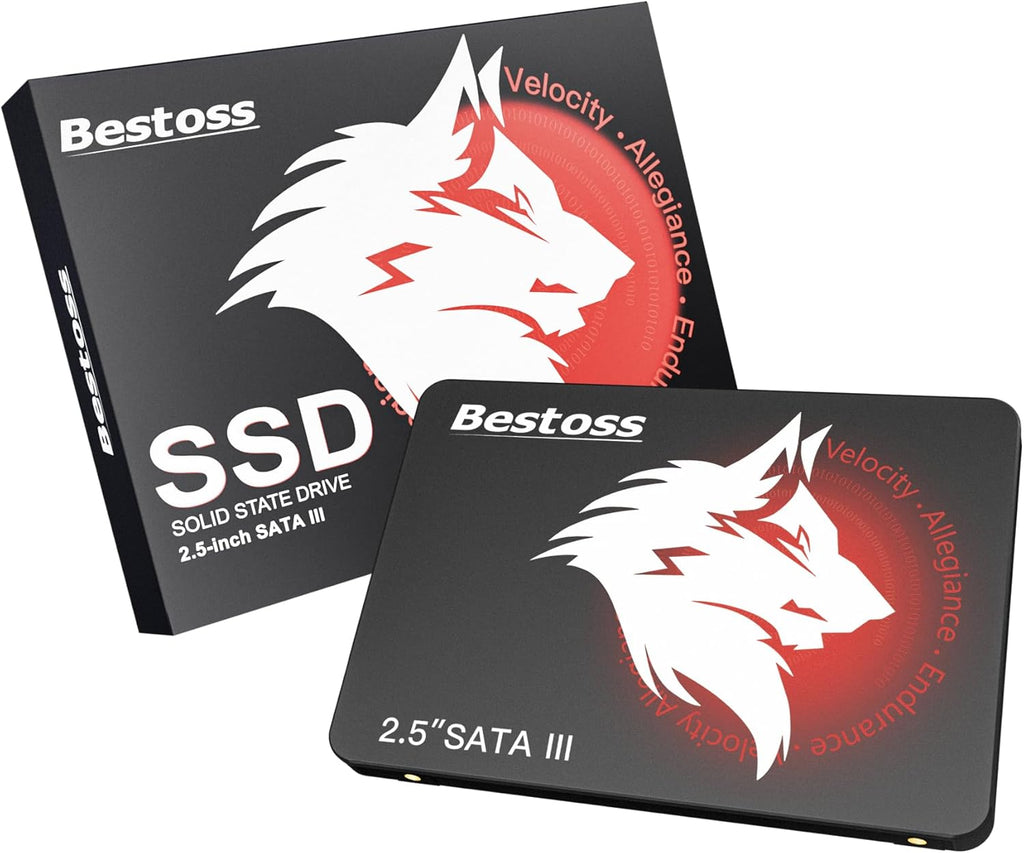Disque dur interne SSD Bestoss 1 To 2,5 pouces pour PC ou ordinateur compact portable, SATA III 6 Gb/s, jusqu'à 550 Mo/s, idéal pour améliorer le stockage de votre ordinateur (bureau, étudiants, divertissement à domicile).