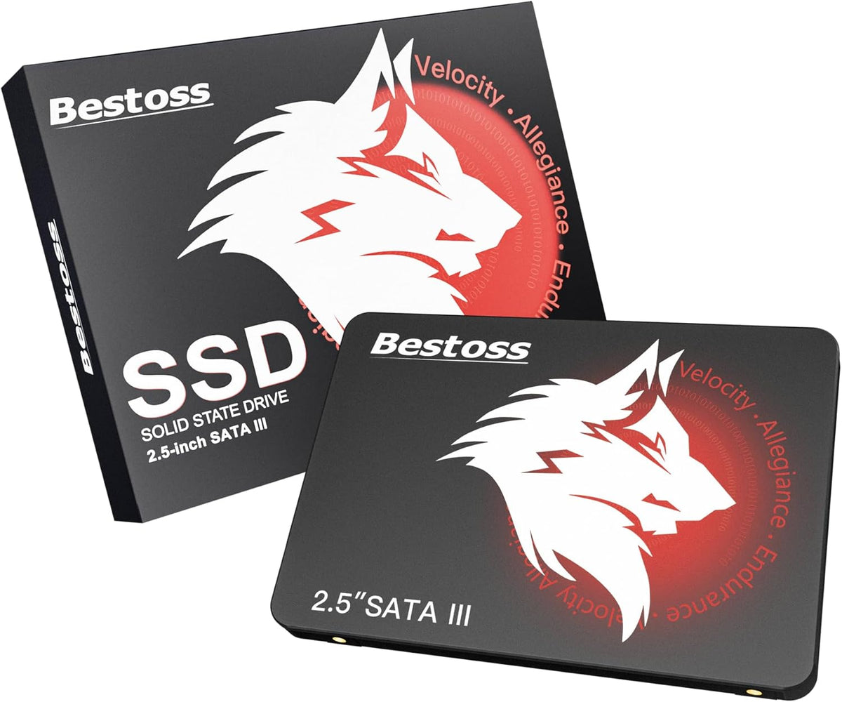 Disque dur interne SSD Bestoss 1 To 2,5 pouces pour PC ou ordinateur compact portable, SATA III 6 Gb/s, jusqu'à 550 Mo/s, idéal pour améliorer le stockage de votre ordinateur (bureau, étudiants, divertissement à domicile).