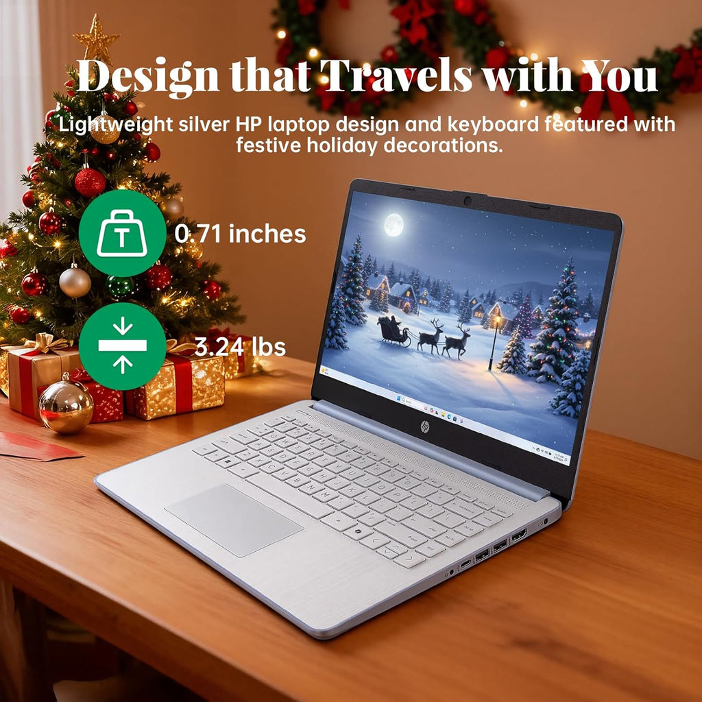 Ordinateur compact portable HP 14 2025 Professionnel Étudiant Fin, 1 an d'abonnement, Office 365, Copilot AI, Processeur Intel Quad-Core, 16 Go de RAM, Disque dur UFS 128 Go et carte SD 128 Go, Wi-Fi 6, Windows 11 Pro, JQ2XzAccessory Bleu Ciel