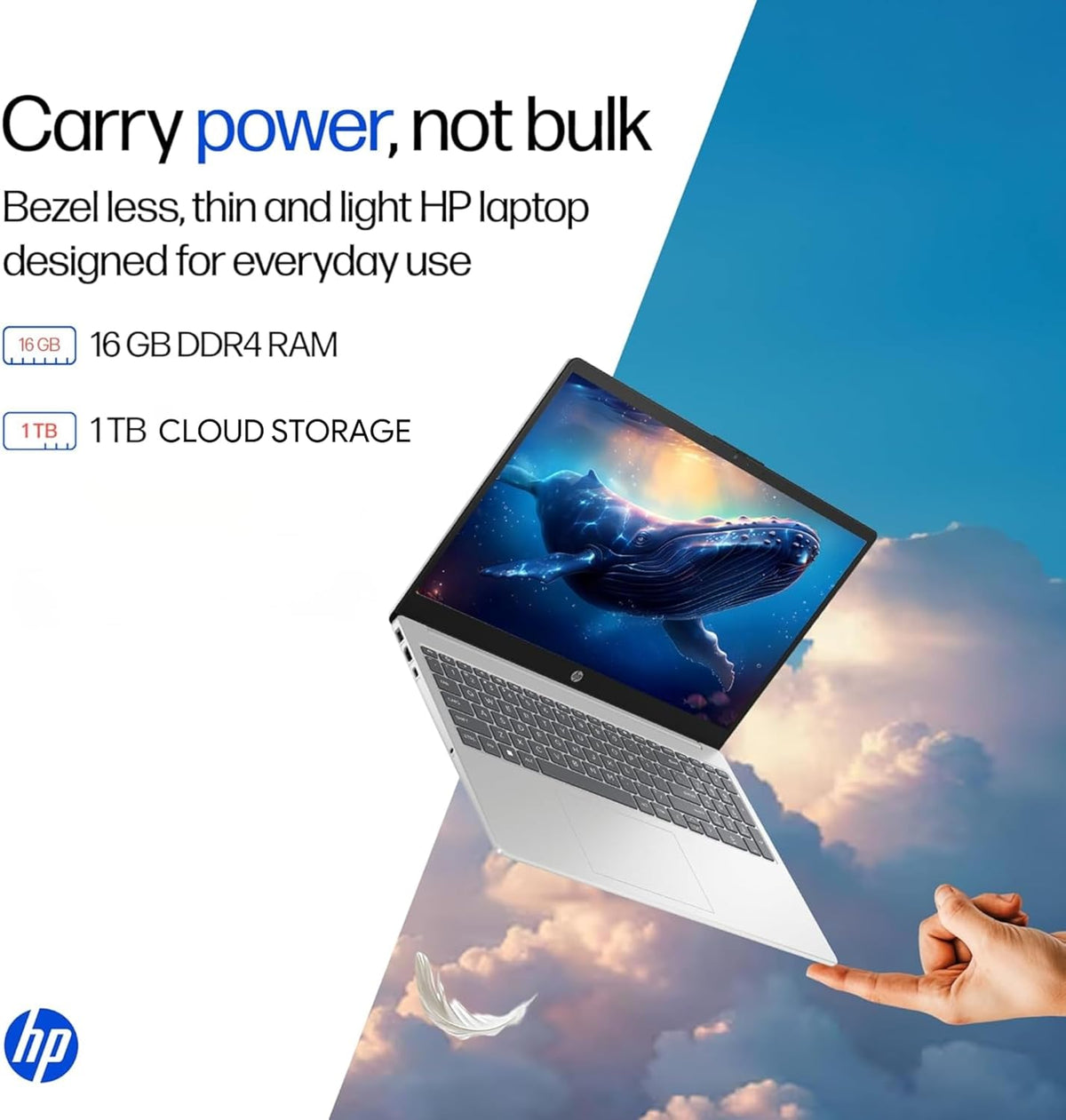 Ordinateur compact portable HP Ultrabook • 1 To de stockage en ligne avec 128 Go supplémentaires (64 Go internes et 64 Go externes USB) • 8 Go de mémoire vive intelligente • Autonomie d'une journée • Windows 11 • 1 an d'abonnement à Microsoft Office