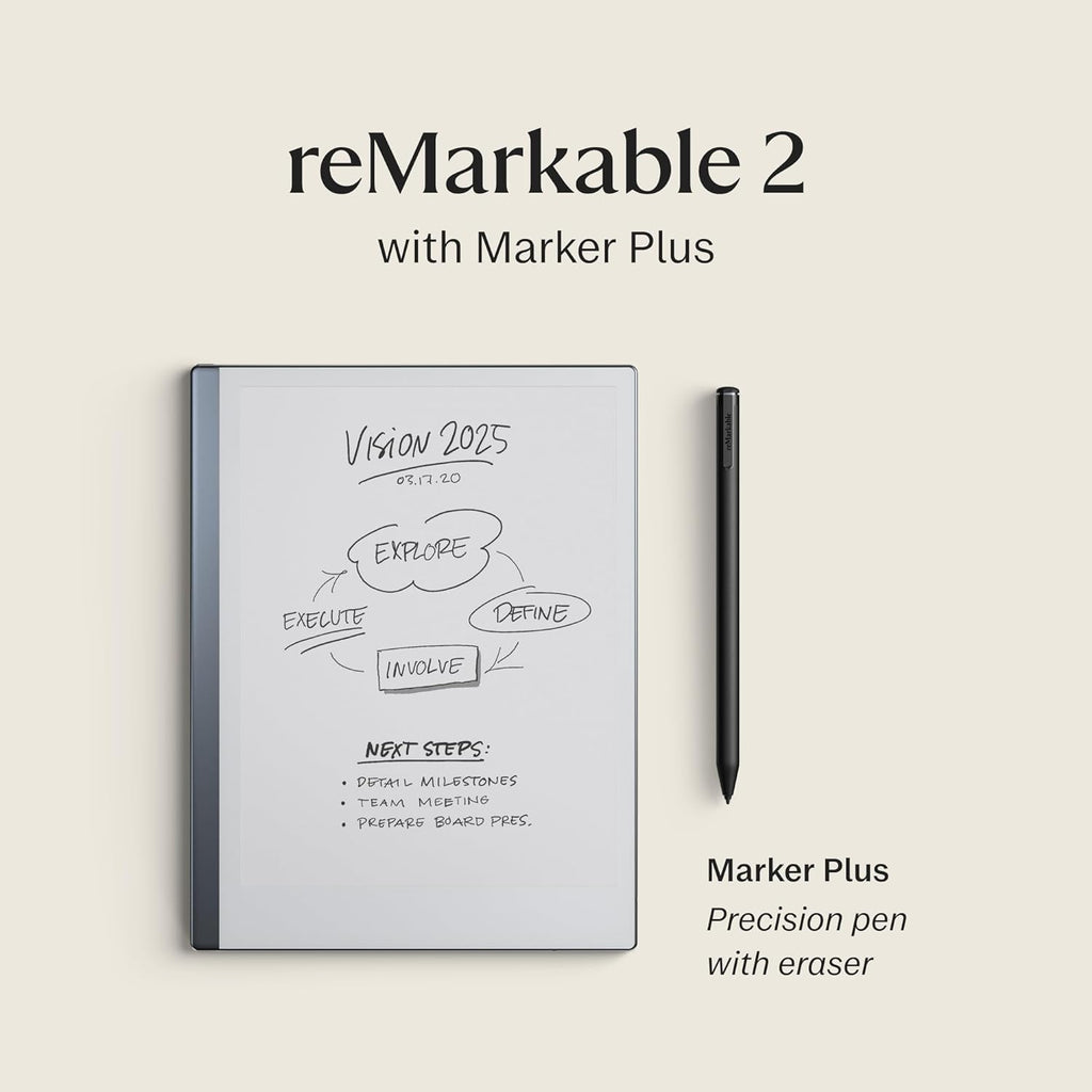 Pack de démarrage reMarkable – reMarkable 2 est la Tablette tactile graphique originale | Comprend une tablette graphique noire et blanche de 10,3 pouces, un marqueur et un stylet avec gomme intégrée
