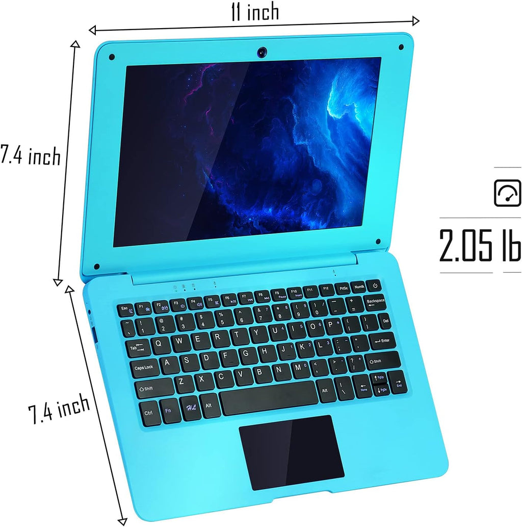Ordinateur compact portable G-Anica (10,1 pouces), processeur quadricœur sous Android 12.0, netbook avec Wi-Fi, webcam et Bluetooth, mini ordinateur compact portable avec sacoche, souris et tapis de souris pour enfants et adultes (bleu)
