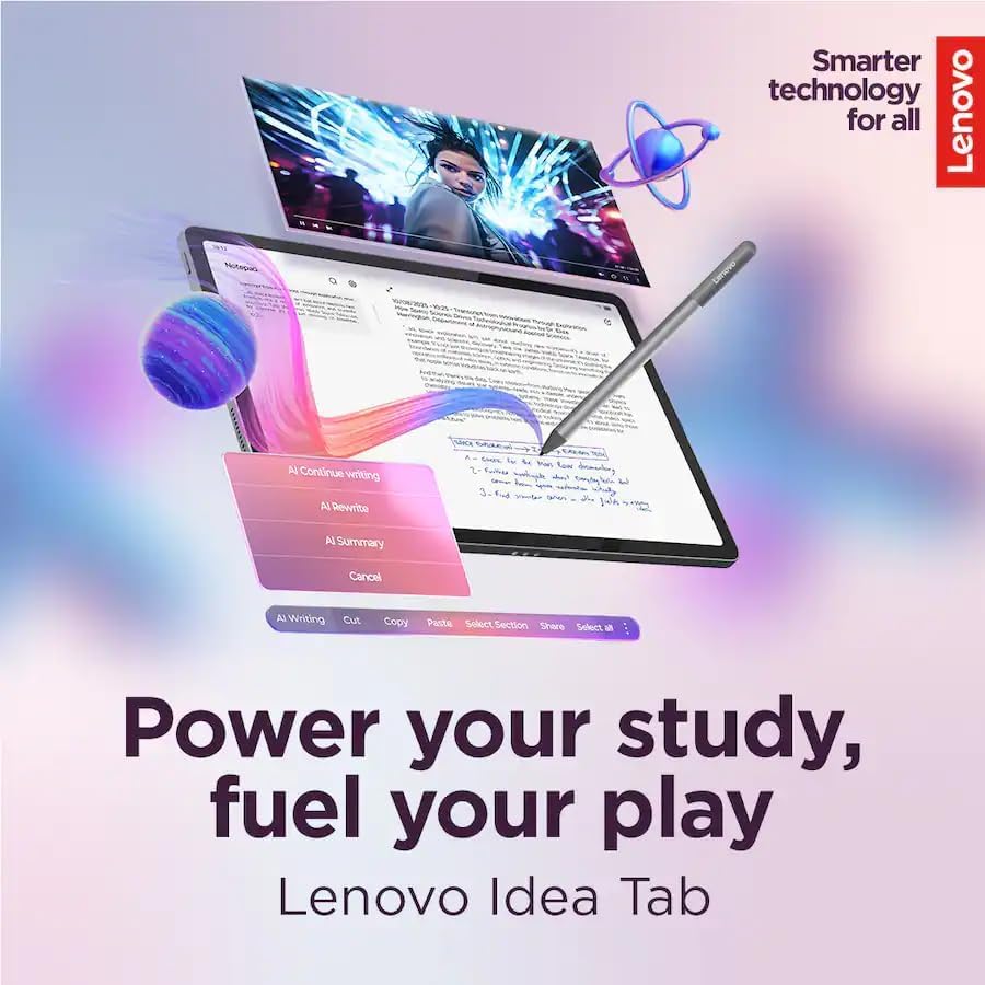 Tablette tactile Lenovo Idea Tab 11 avec stylet et étui folio - Dimensity 6300 / 8 Go de RAM / 128 Go de stockage / Android 15 / 2,5K / 90 Hz / Gris lunaire