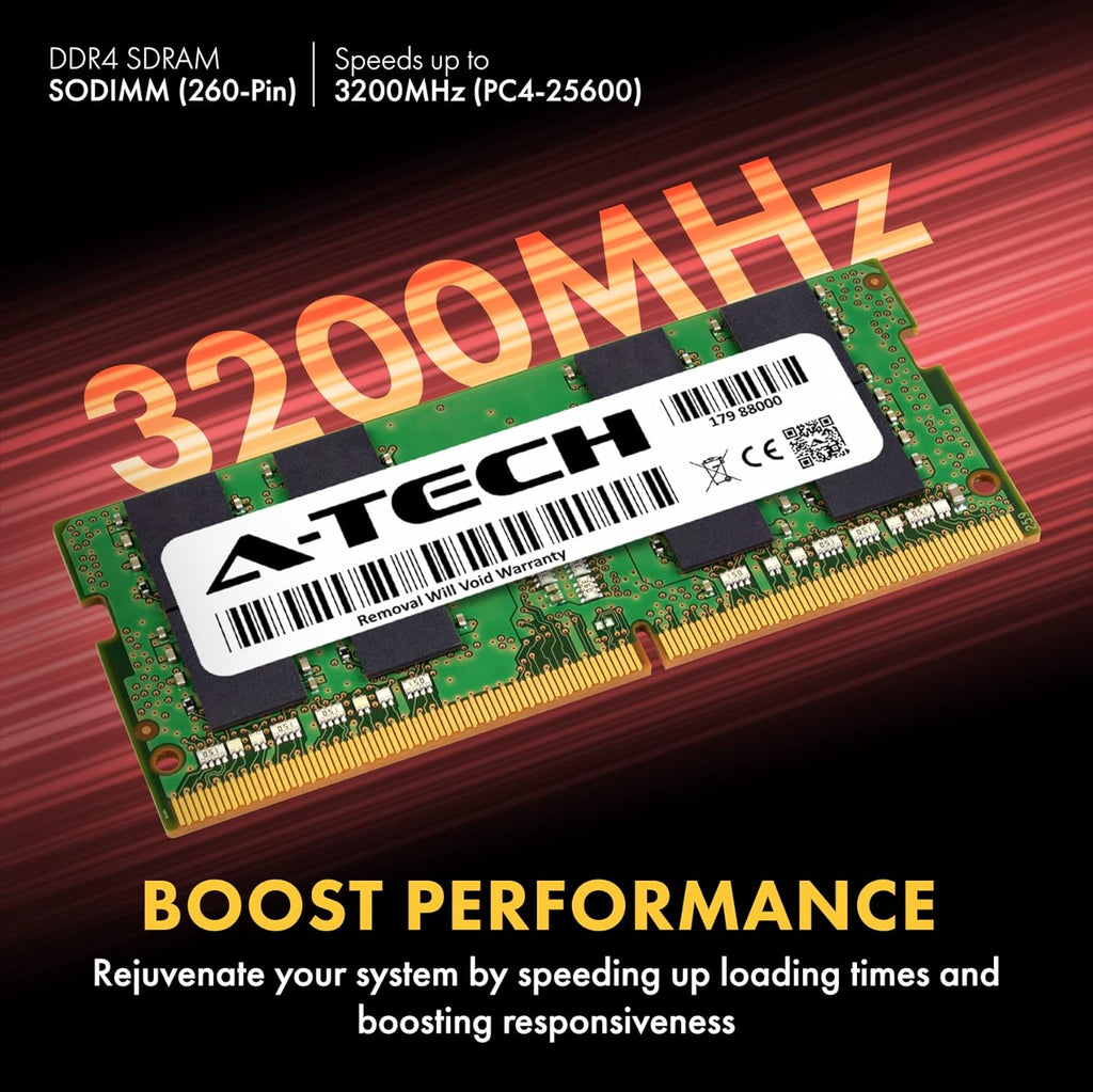 Module de mémoire RAM pour ordinateur compact portable A-Tech 16 Go DDR4 3200 MHz SODIMM PC4-25600 (PC4-3200AA) CL22 non-ECC