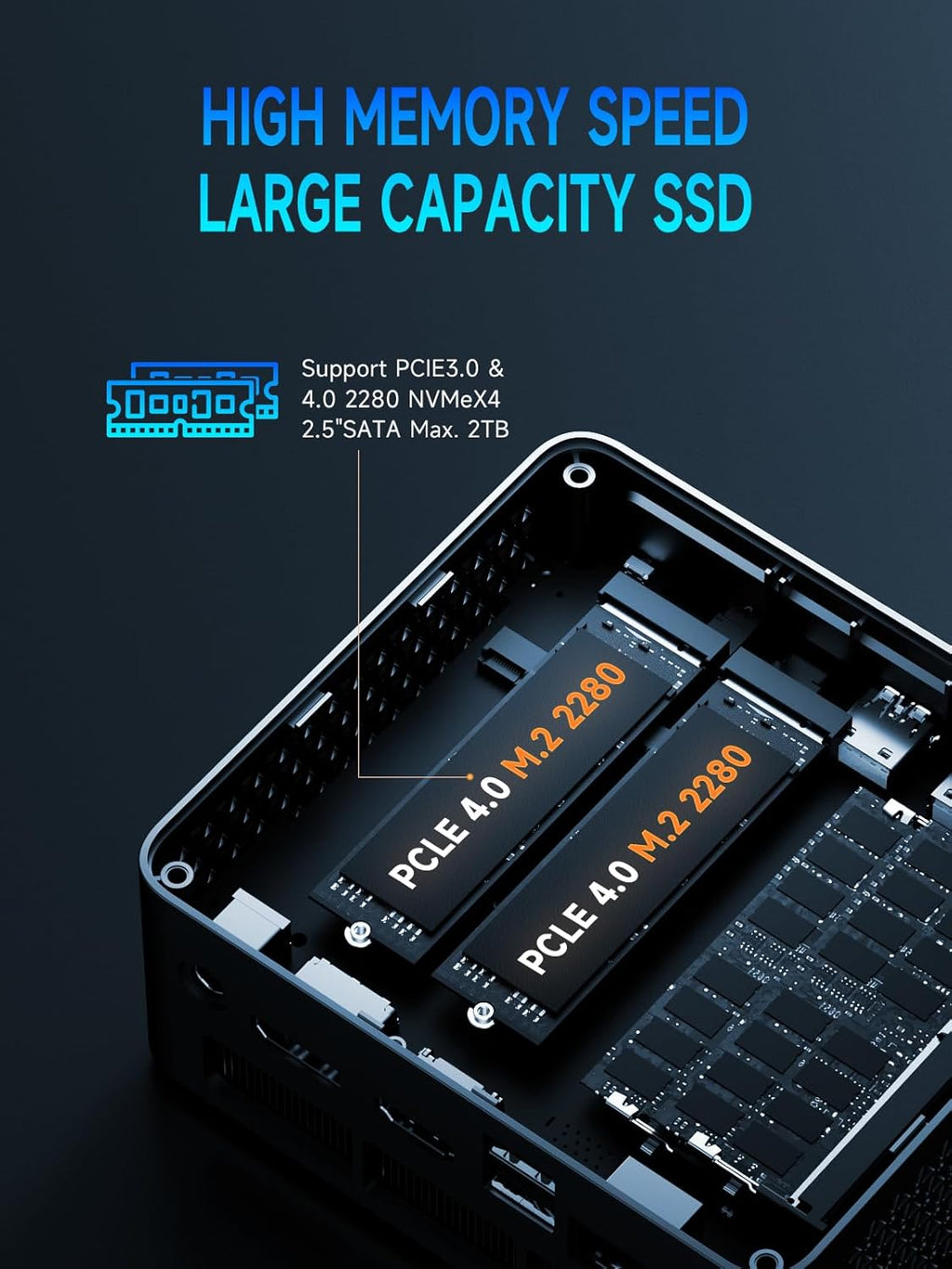 Mini PC Bmax B9 Plus doté de processeur Intel Core i5-1235U de 12e génération | 24 Go de RAM DDR5 | SSD NVMe de 512 Go | Windows 11 | 2 ports USB 3.2 | Compatible doté de les écrans 4K | Wi-Fi 6 | Double emplacement SSD | Mini PC de bureau Intel