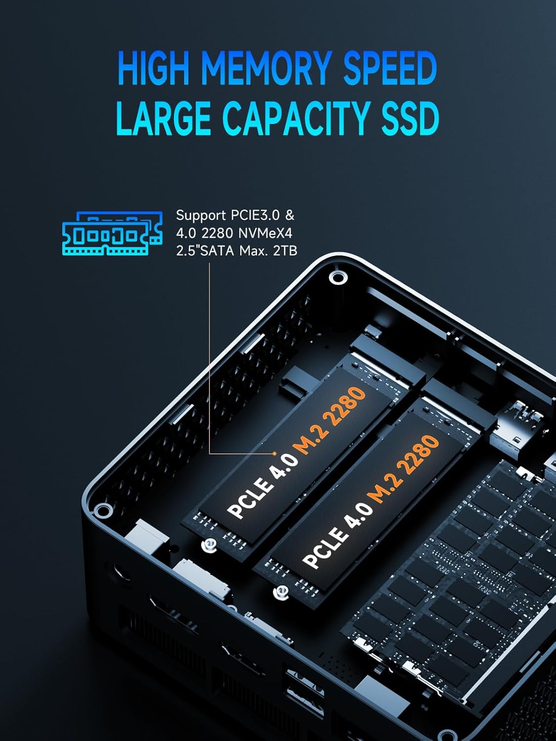 Mini PC Bmax B9 Plus doté de processeur Intel Core i5-1235U de 12e génération | 24 Go de RAM DDR5 | SSD NVMe de 512 Go | Windows 11 | 2 ports USB 3.2 | Compatible doté de les écrans 4K | Wi-Fi 6 | Double emplacement SSD | Mini PC de bureau Intel
