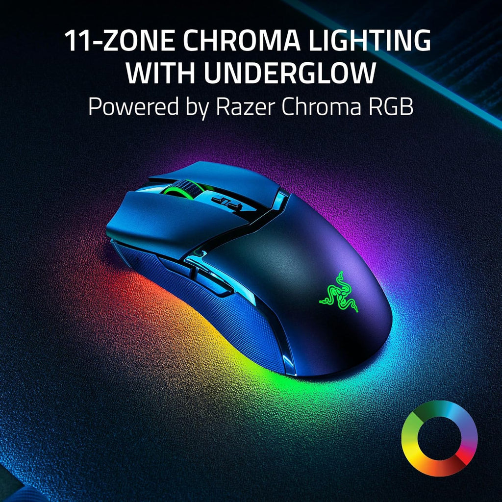 Souris gaming à connectivité sans fil Razer Cobra Pro : 10 commandes personnalisables - Éclairage Chroma RGB - Capteur optique 30 000 points de couleur - Interrupteurs Gen 3 - 2,4 GHz, Bluetooth et USB Type-C - allant jusqu’à 170 h d’autonomie - Noir
