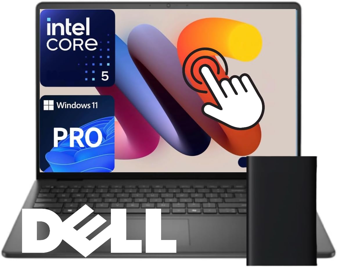 Ordinateur compact portable Dell Inspiron 15,6 pouces tactile pour professionnels et étudiants, processeur Intel Core i5 de 13e génération (supérieur au i7-1250U), 12 Go de RAM, 756 Go de stockage (SSD de 256 Go et disque dur externe de 500 Go)