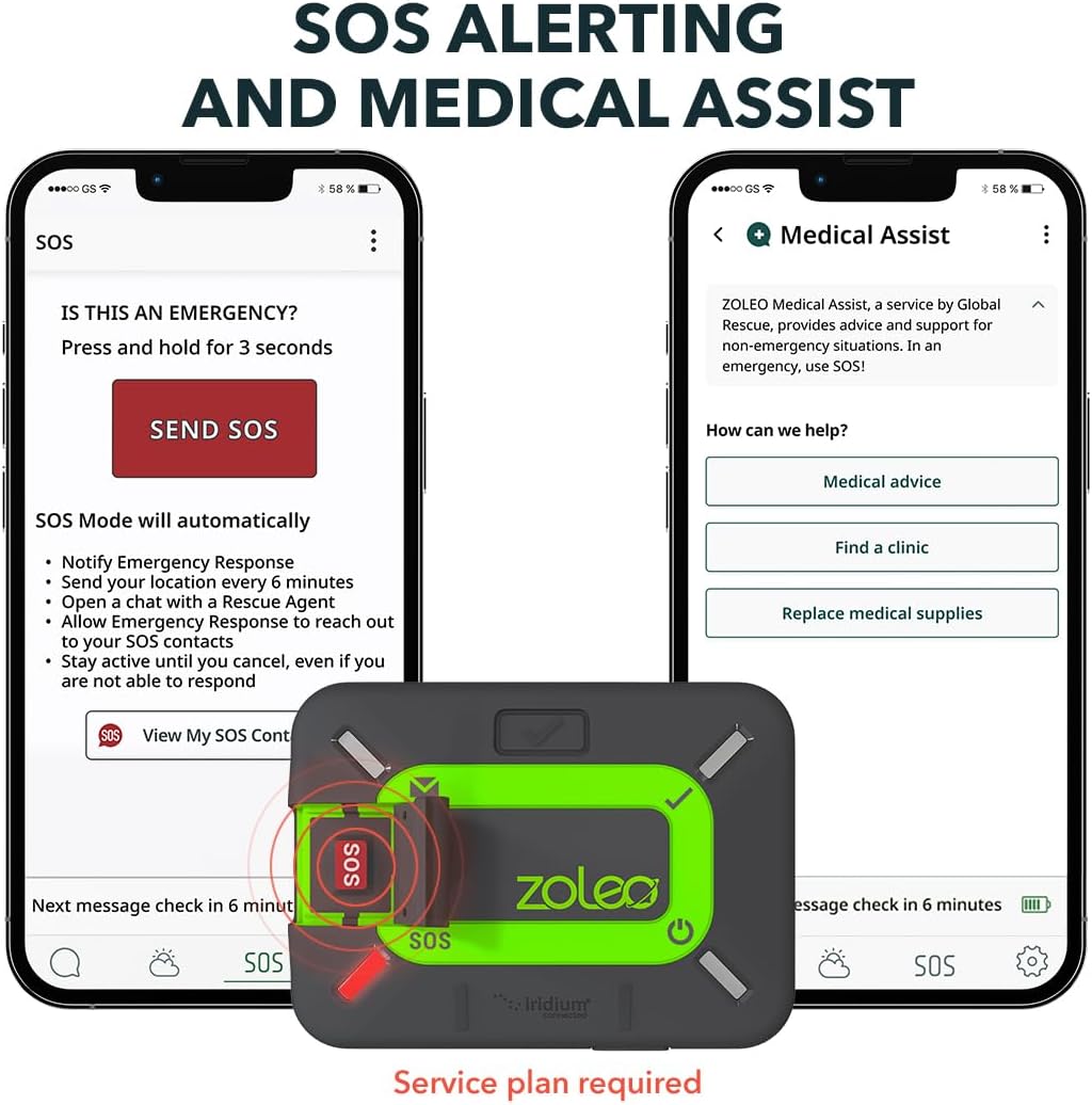 Communicateur satellite ZOLEO – Messagerie SMS et e-mail bidirectionnelle mondiale, alertes SOS d'urgence, enregistrement et géolocalisation GPS – Accessoire pour smartphones Android et iOS – Modèle pratique