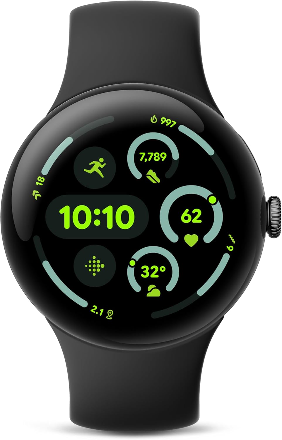 Présentation : Google Pixel Watch 3 (45 mm) Modèle 2024 - Montre connectée Android avec suivi de la fréquence cardiaque, fonctionnalités avancées de course à pied Fitbit, autonomie de 24 heures, boîtier en aluminium noir mat, bracelet en obsidienne,