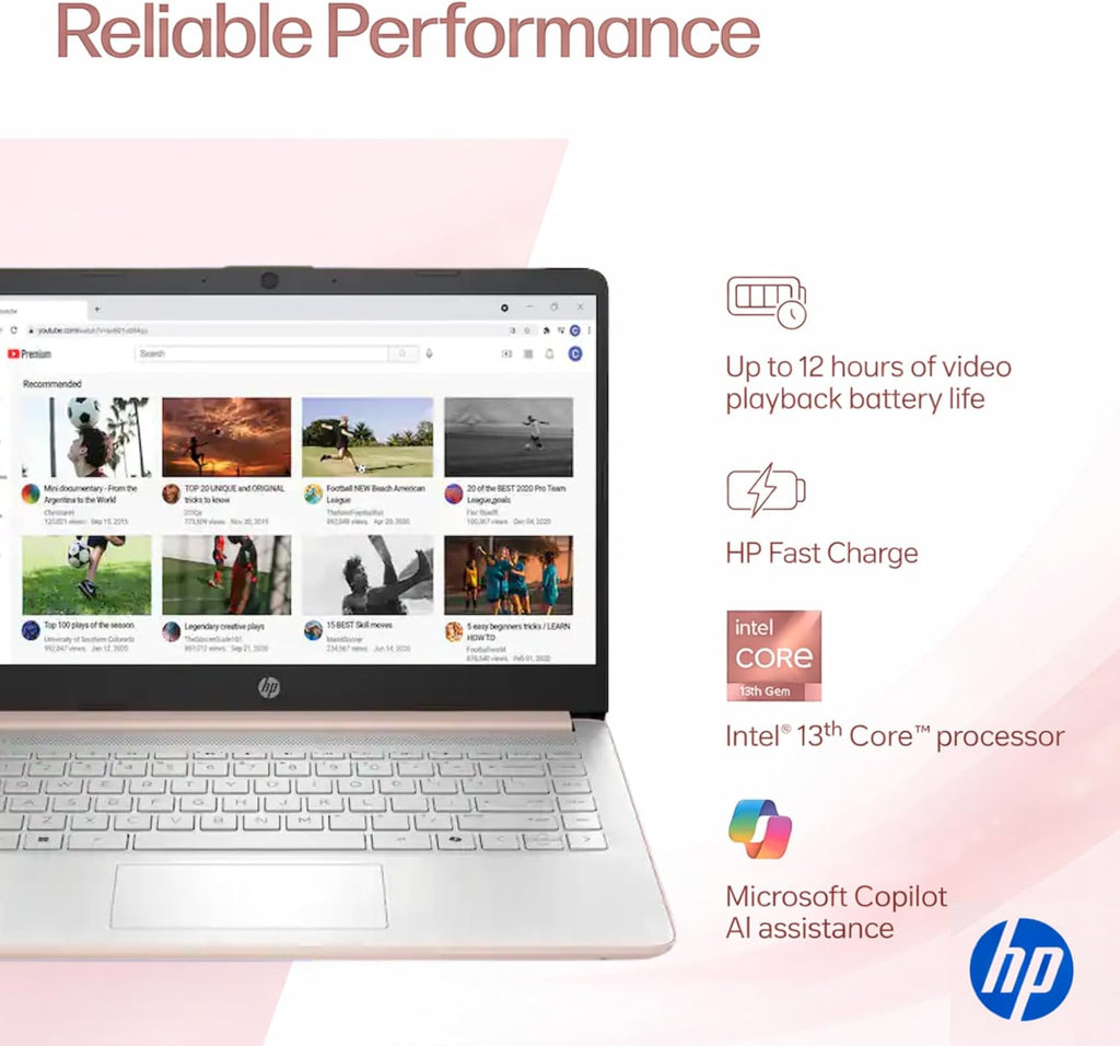 Ordinateur compact portable HP Ultrabook, 8 Go de RAM, 1,1 To de stockage (1 To OneDrive + 64 Go SSD), Microsoft 365 inclus, processeur Intel 2 cœurs | Rapide, intelligent, économique, compatible IA, sans souris, couleur or rose