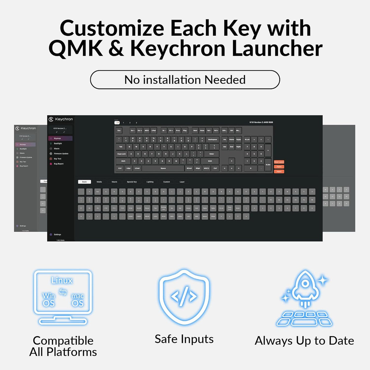 Clavier mécanique à connectivité sans fil Keychron K10 QMK, format standard, Bluetooth/doté de connectivité filaire, touches remplaçables à chaud, doté de commutateurs Keychron Super Brown, rétroéclairage RGB et touches PBT pour Mac/Windows…