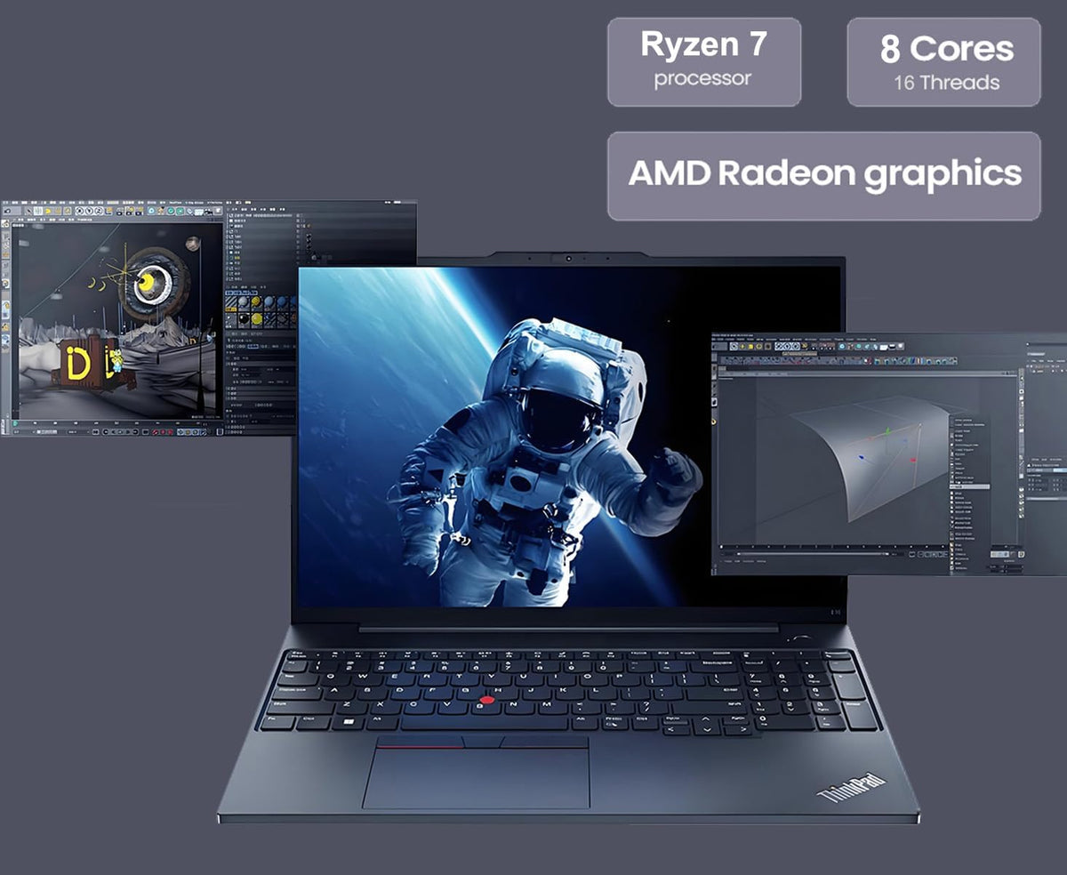 Ordinateur compact portable professionnel Lenovo ThinkPad E16 Gen 2 (écran 16 pouces FHD+ antireflet, processeur AMD Ryzen 7 7735U (supérieur à Intel i7-1355U), 16 Go de RAM DDR5, SSD de 512 Go), lecteur d'empreintes digitales rétroéclairé, Wi-Fi