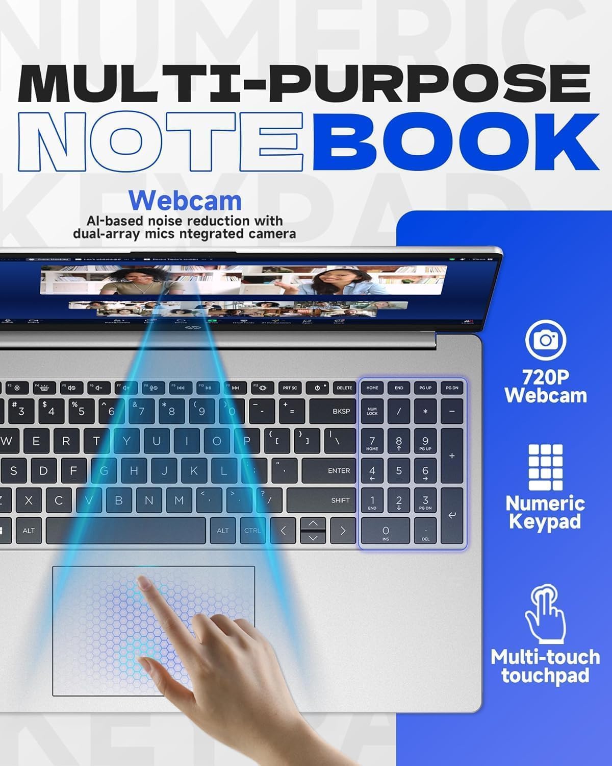 Ordinateur compact portable HP 15,6 pouces Édition 2026 : Processeur Intel N100 quadricœur hautes performances, SSD 128 Go, Copilot AI, Windows 11 Professionnel avec Office 365 pour le Web (sans souris).
