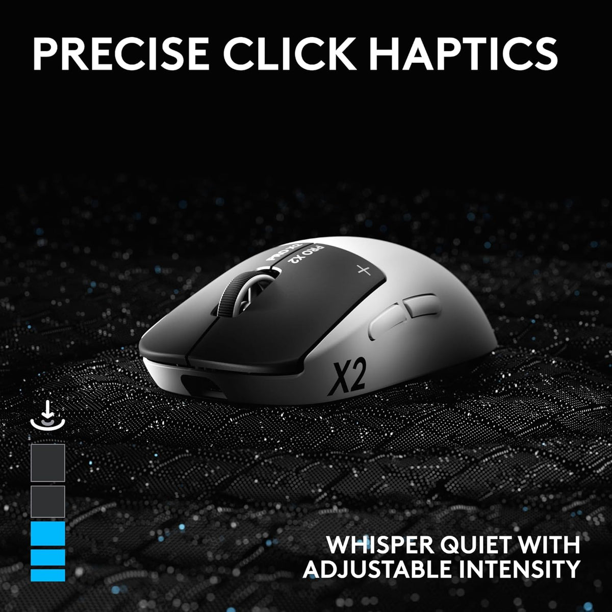 Souris gaming sans fil Logitech PRO X2 SUPERSTRIKE Lightspeed : performances ultra-rapides, ultra-légère (61 g), retour haptique personnalisable, chargement USB-C, pour PC/Mac/ordinateur compact portable – Blanche