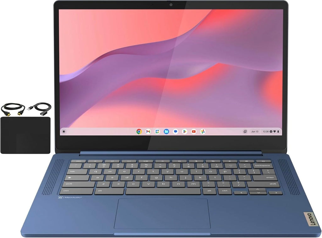 Chromebook haut de gamme Lenovo, ordinateur compact portable fin et léger avec écran tactile FHD de 14 pouces, processeur MediaTek Kompanio 520 à 8 cœurs, 4 Go de RAM, 64 Go de stockage eMMC, Wi-Fi 6, Chrome OS, bleu abysse