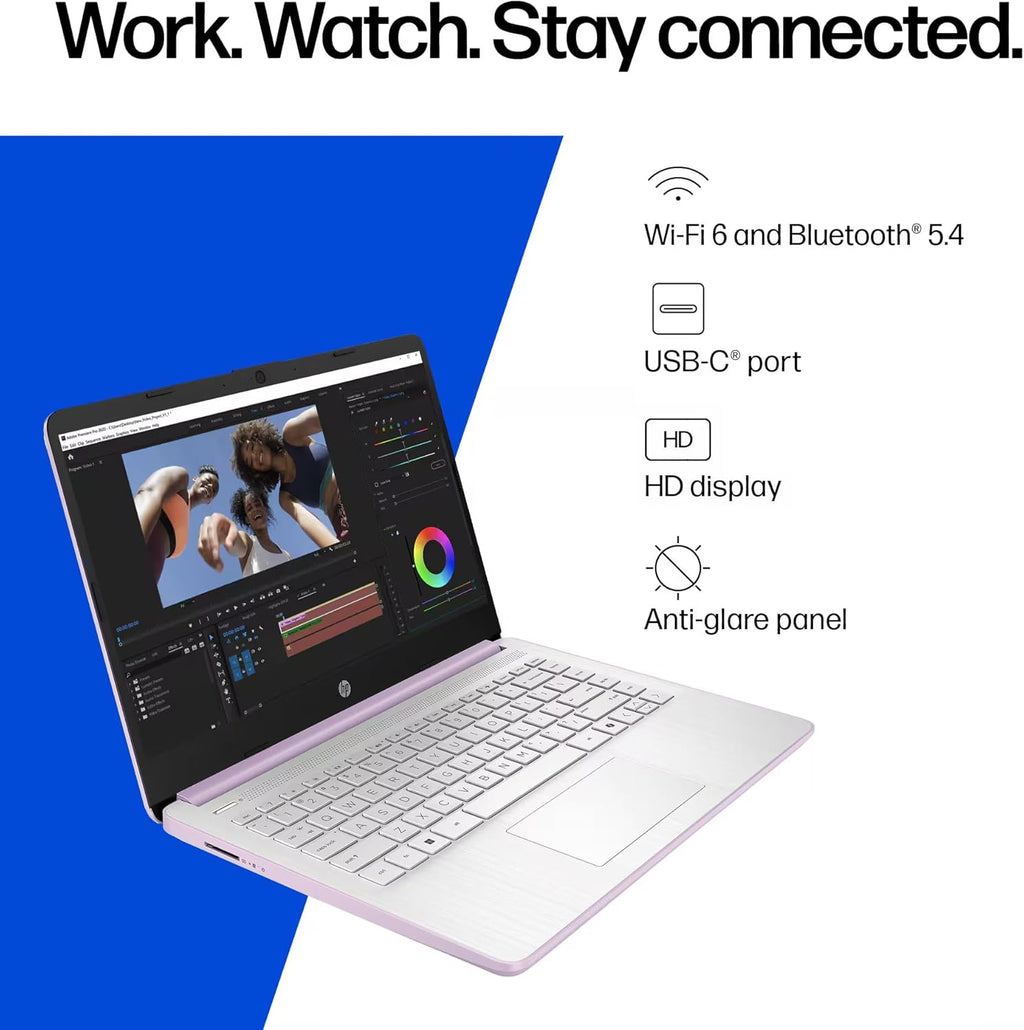 Ordinateur compact portable HP 14" Ultra Léger et Fin 2026 Premium, MS Office, Copilot AI, processeur Intel quadricœur, 4 Go de RAM DDR5, 628 Go de stockage (128 Go UFS + 500 Go extensible), batterie longue durée, MarxsolAccessory, Windows 11
