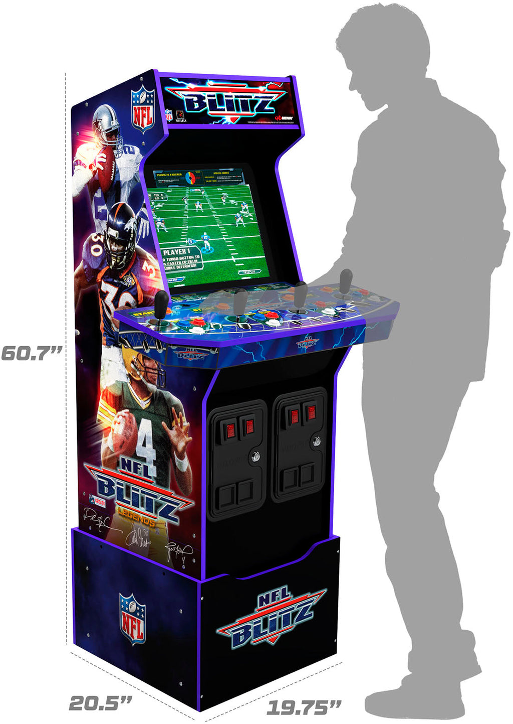 Arcade1Up – Salle d'arcade NFL Blitz doté de estrade et enseigne lumineuse – Multi