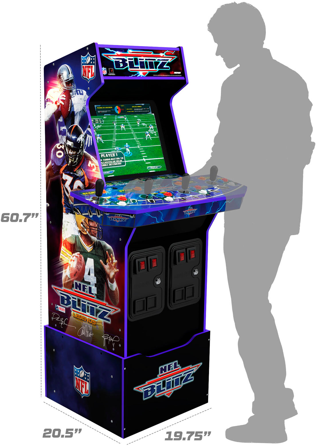 Arcade1Up – Salle d'arcade NFL Blitz doté de estrade et enseigne lumineuse – Multi