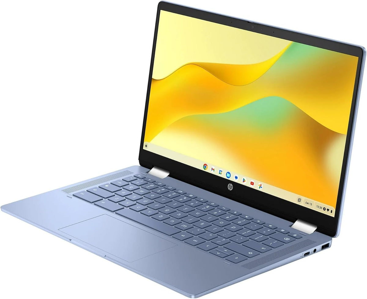 Chromebook convertible 2-en-1 HP bleu, écran tactile FHD 14 pouces, processeur Intel quadricœur jusqu'à 3,40 GHz, 4 Go de RAM, 64 Go de stockage, graphismes 4K, Wi-Fi ultra-rapide, Chrome OS (14b - Reconditionné)