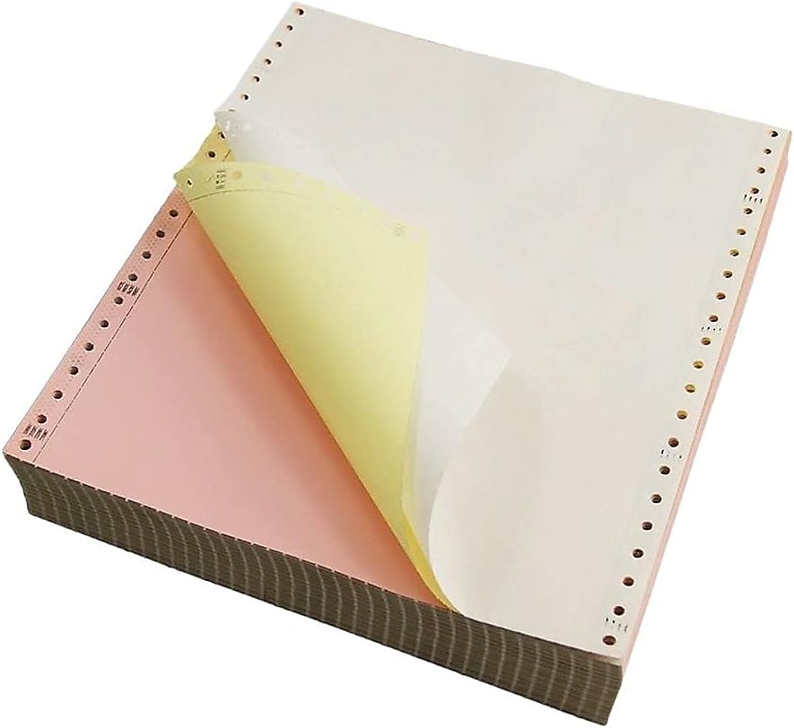Papier autocopiant Staples NCR, formulaires continus en 3 exemplaires, 24 x 28 cm, blanc/jaune/rose, papier multi-exemplaires assemblé, 1100 feuilles pour factures et formulaires – Modèle pratique