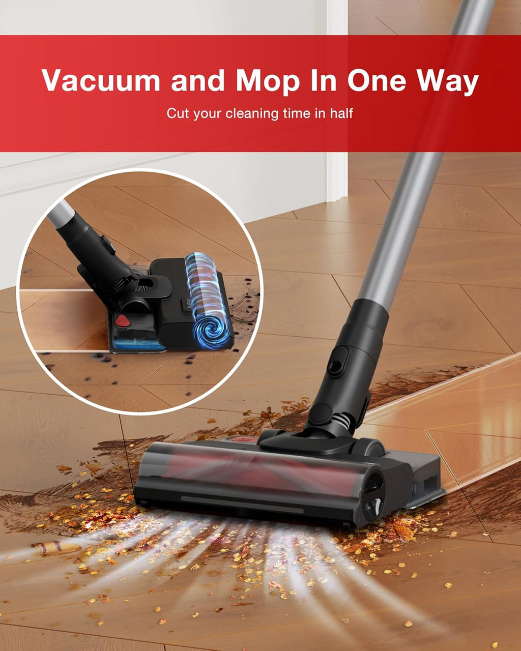 Aspirateur balai à connectivité sans fil Yeedi C12, robot laveur de sols et serpillère tout-en-un, doté de double vidage automatique, aspiration de 10 000 Pa et brosse ZeroTangle légère pour sols durs, tapis et poils d'animaux.