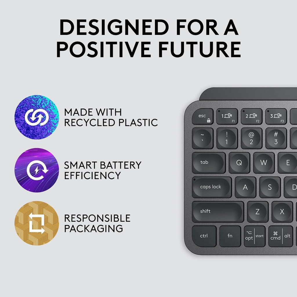 Clavier à connectivité sans fil Logitech MX Keys Mini minimaliste et rétroéclairé : au format compact, Bluetooth, USB-C, compatible doté de Apple macOS, iOS, Windows, Linux et Android. Boîtier en métal – Graphite.