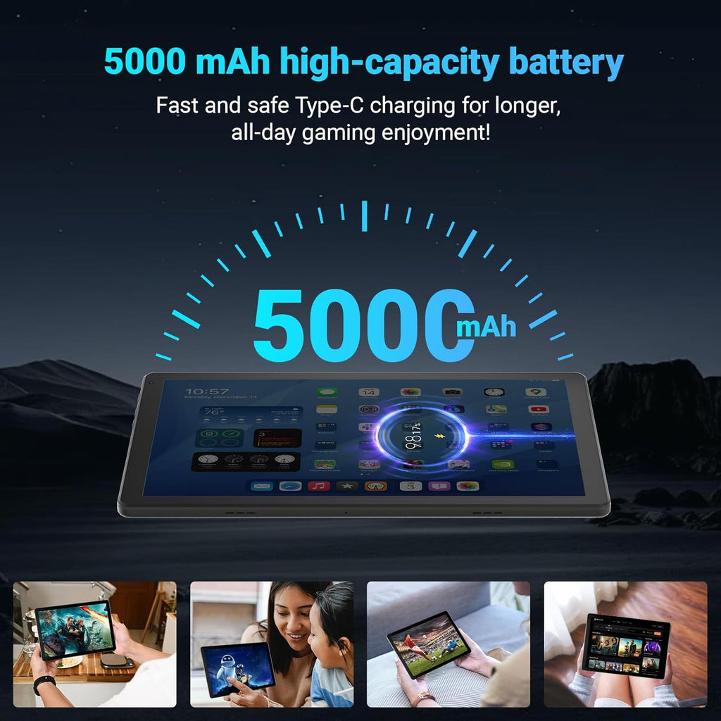 Tablette tactile Android 15, 10 pouces, 16 Go de RAM, 32 Go de ROM extensible jusqu'à 1 To, Wi-Fi 6 et Bluetooth 5.4, processeur 5 cœurs, écran tactile IPS HD, autonomie de plus de 8 heures, double caméra, tablette portable pour enfants et adultes, c