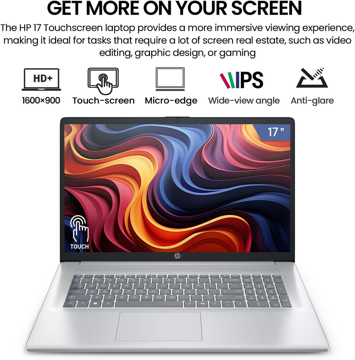 Ordinateur compact portable HP 2026 17 pouces à écran tactile HD+ IPS, PC professionnel avec intelligence artificielle, processeur Intel Core Ultra 7 de 15e génération (12 cœurs), 32 Go de RAM DDR5, SSD de 2 To, Windows 11 Pro, clavier rétroéclairé