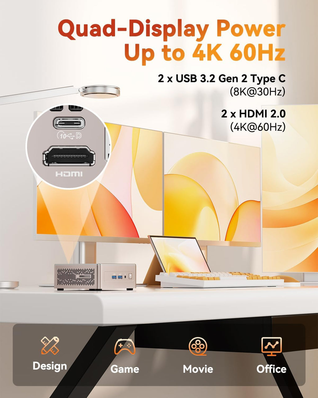Mini PC GEEKOM A5 2026 doté de processeur AMD Ryzen 7 5825U, 16 Go de RAM DDR4 (non LPDDR), SSD NVMe 512 Go, disque dur SATA 2,5", carte graphique Radeon Vega 8, Windows 11 Pro, quadruple affichage 8K, double port HDMI, 6 ports USB, lecteur de carte…
