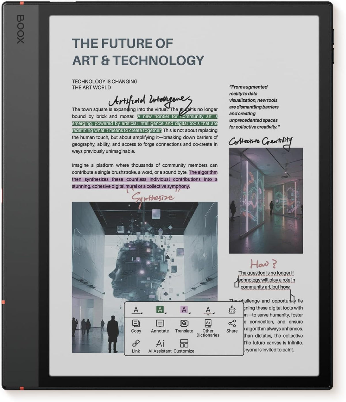 BOOX Tablet 10.3 Note Air 5 C 6G 64G Tablette tactile à encre électronique couleur Carnet de notes électronique